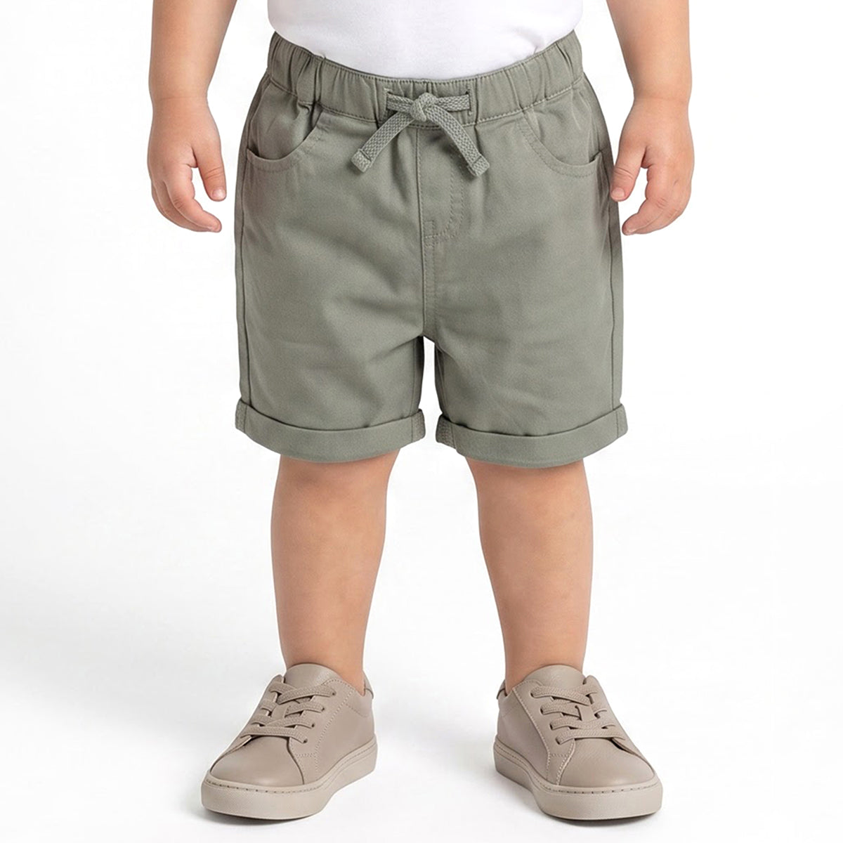 Baby Boys Sage Green Cotton Twill Shorts Regular Fit Casual Wear