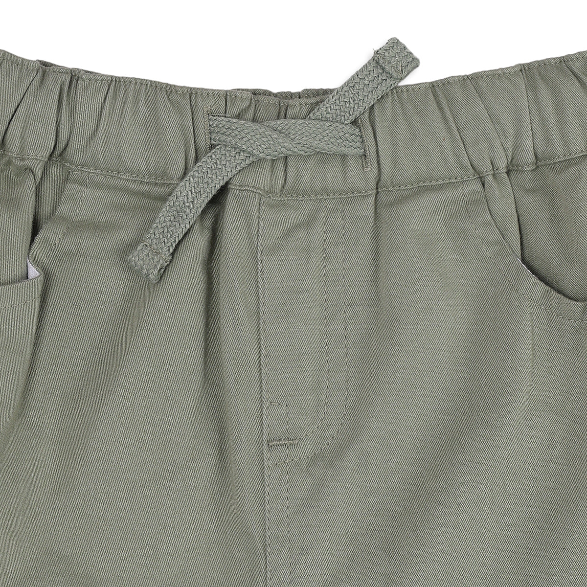 Baby Boys Sage Green Cotton Twill Shorts Regular Fit Casual Wear