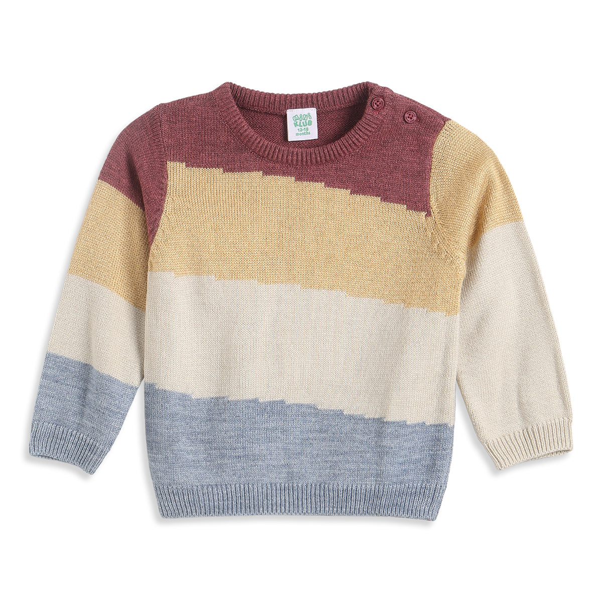 Baby Boys Multicolor Colorblock Knitted Sweater Casual Winter Wear