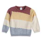 Baby Boys Multicolor Colorblock Knitted Sweater Casual Winter Wear