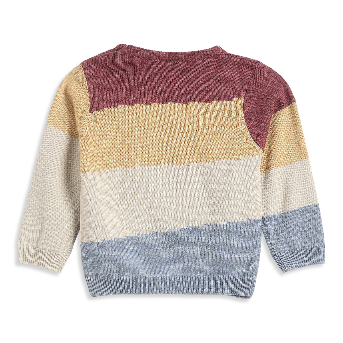 Baby Boys Multicolor Colorblock Knitted Sweater Casual Winter Wear