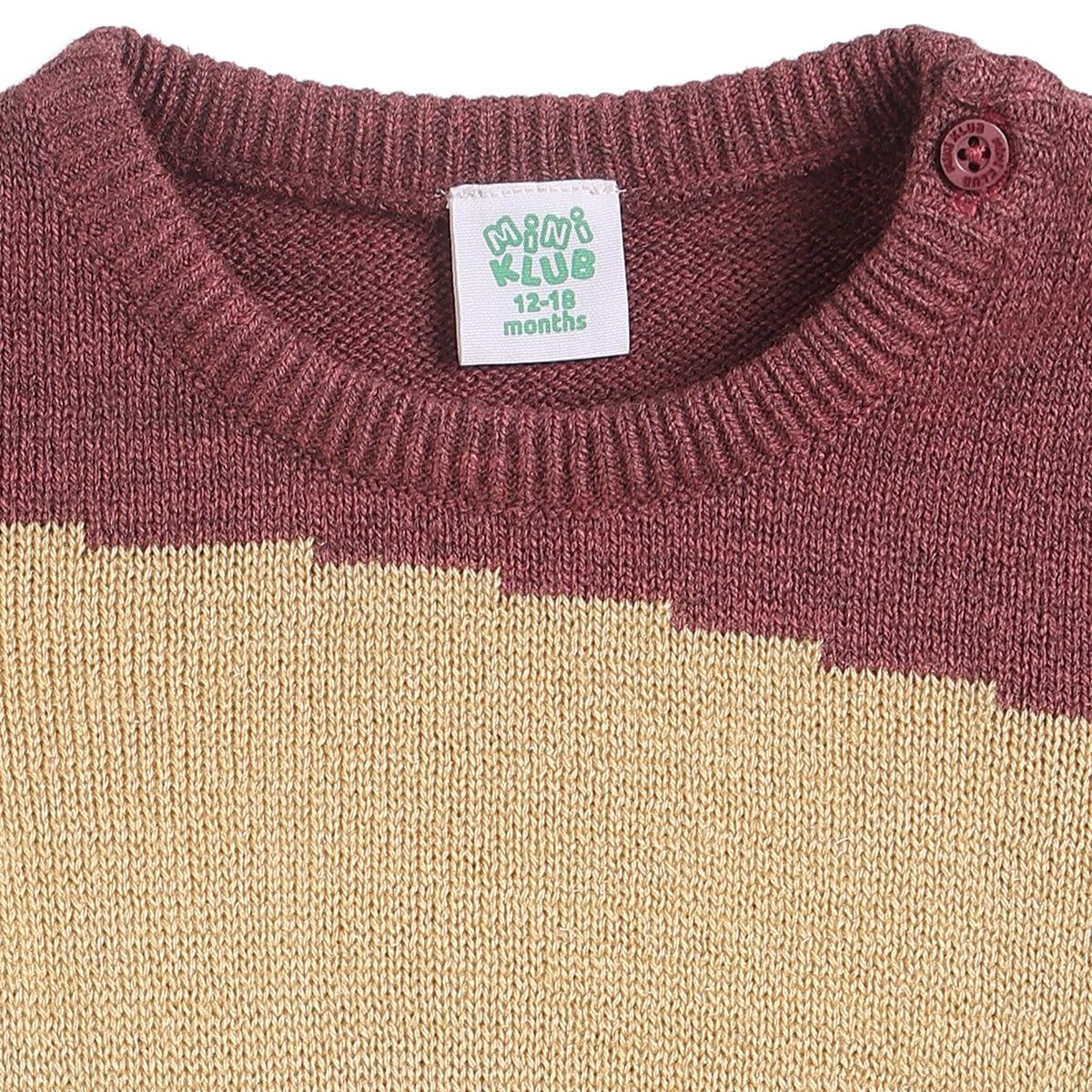 Baby Boys Multicolor Colorblock Knitted Sweater Casual Winter Wear