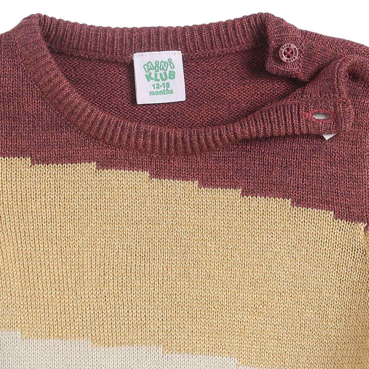 Baby Boys Multicolor Colorblock Knitted Sweater Casual Winter Wear