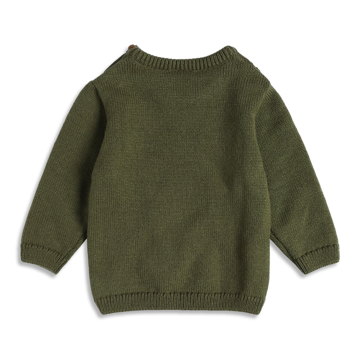 Baby Boys Olive Green Knitted Sweater Textured Pattern Casual Winter Wear