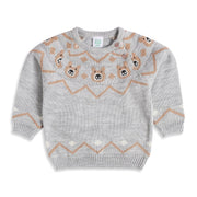 Baby Boys Grey Animal Pattern Knitted Sweater Regular Fit Casual Wear
