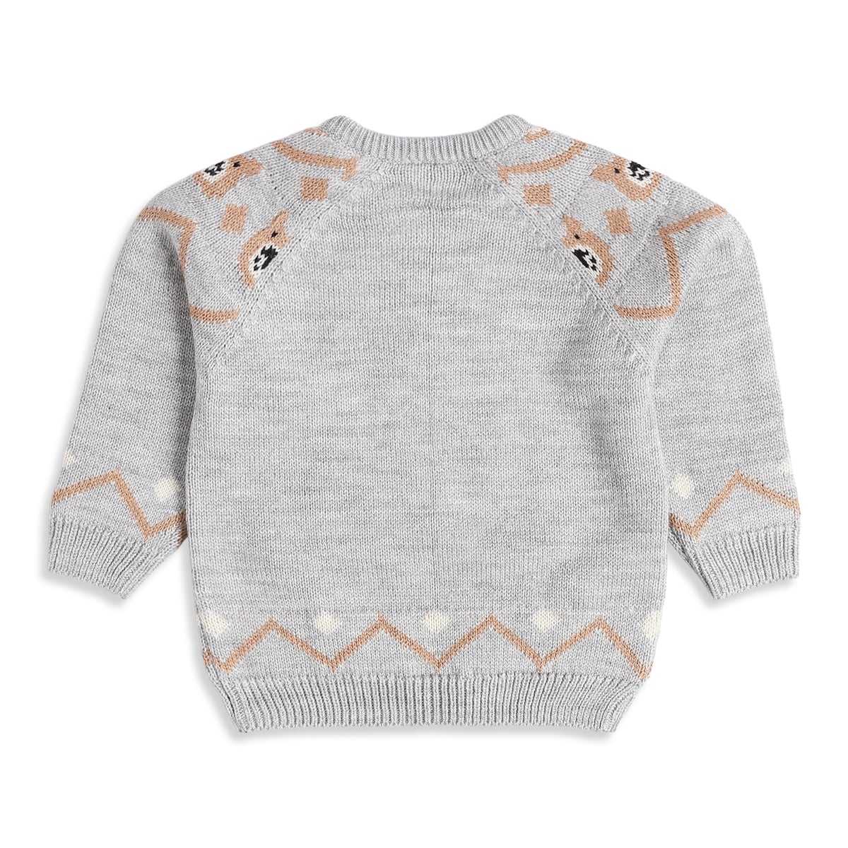 Baby Boys Grey Animal Pattern Knitted Sweater Regular Fit Casual Wear