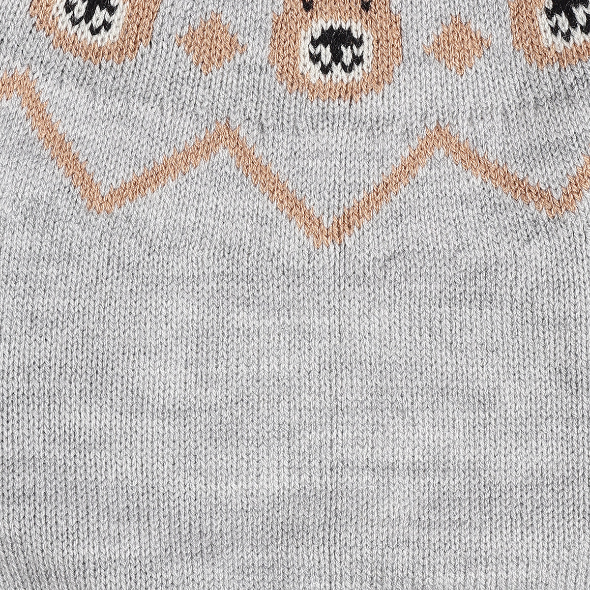 Baby Boys Grey Animal Pattern Knitted Sweater Regular Fit Casual Wear
