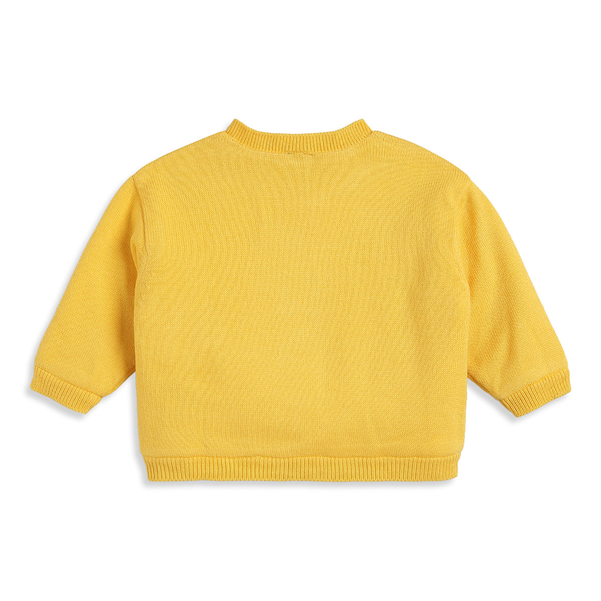 Baby Boys Yellow Knitted Cardigan Smiley Pocket Detail Casual Winter Wear