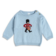 Baby Boys Light Blue Knitted Sweater Guard Motif Casual Winter Wear