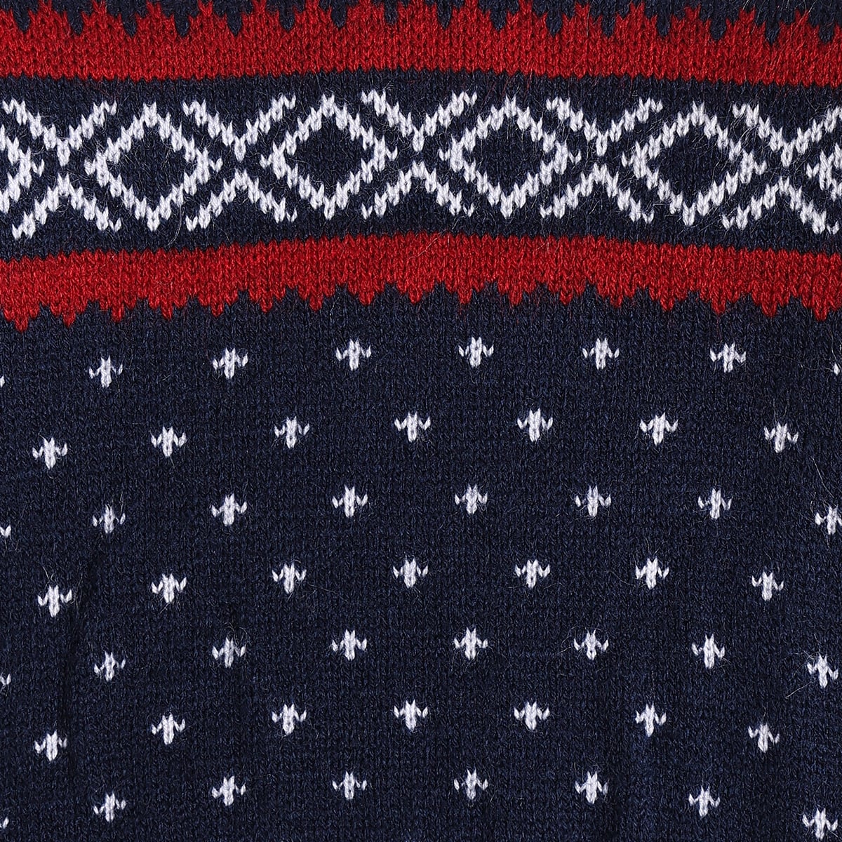 Baby Boys Navy Blue Red And White Knitted Geometric Sweater Regular Fit Casual Wear