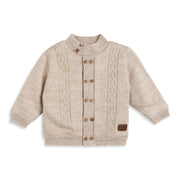 Baby Boy Beige Knit Button-Down Cardigan Sweater Regular Fit Winter Wear