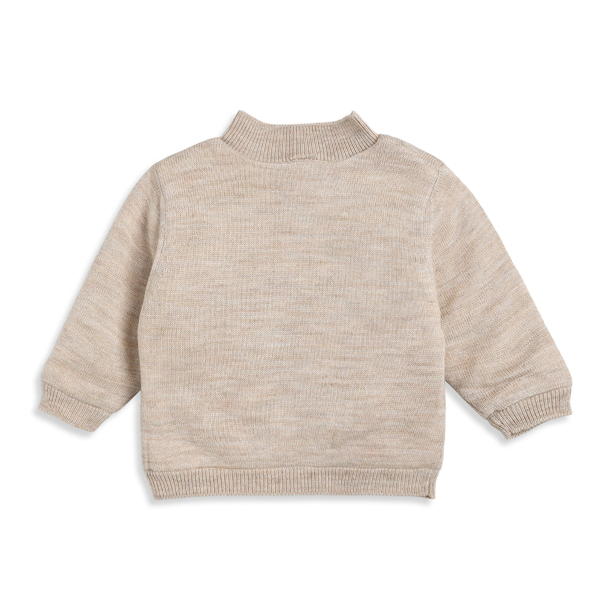 Baby Boy Beige Knit Button-Down Cardigan Sweater Regular Fit Winter Wear