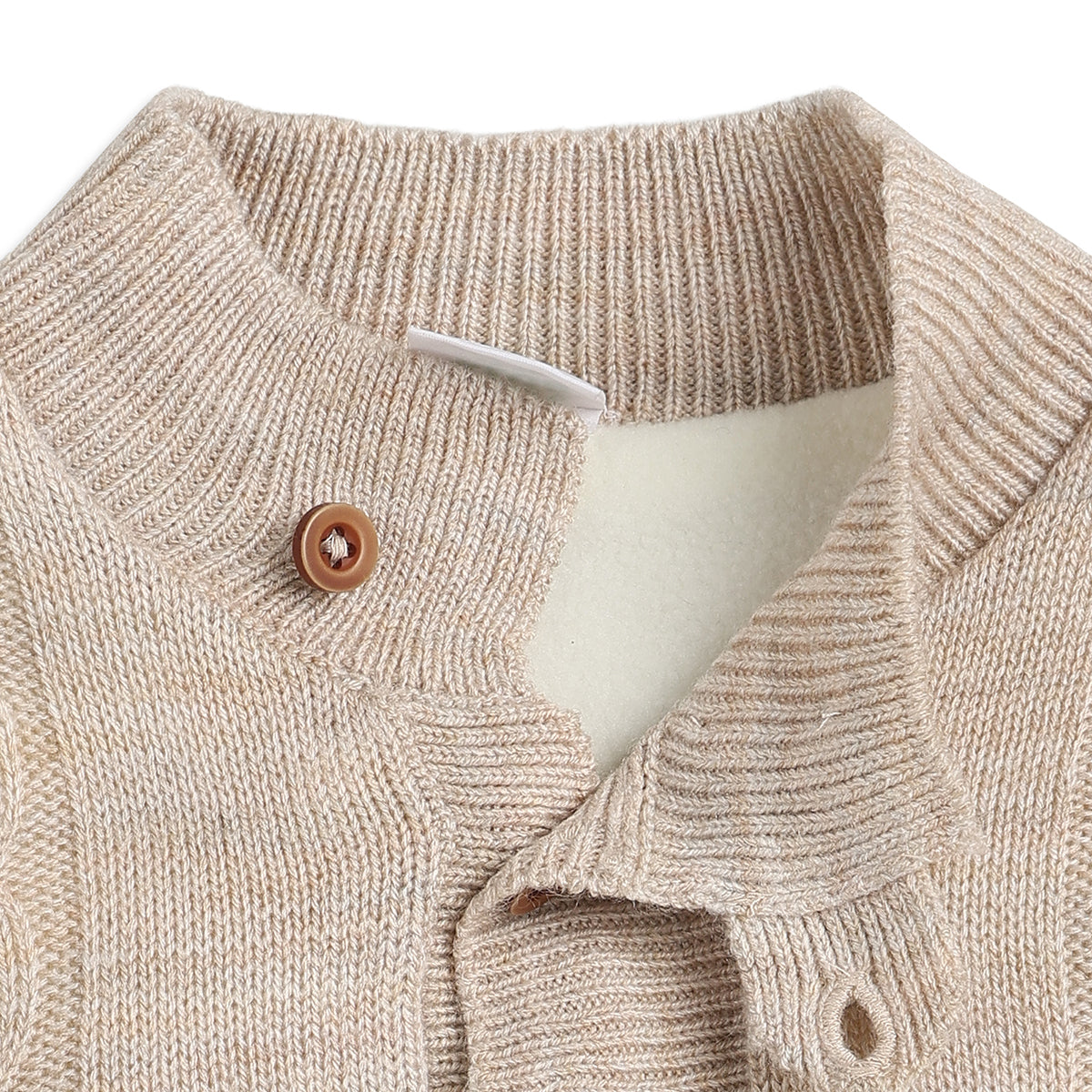 Baby Boy Beige Knit Button-Down Cardigan Sweater Regular Fit Winter Wear