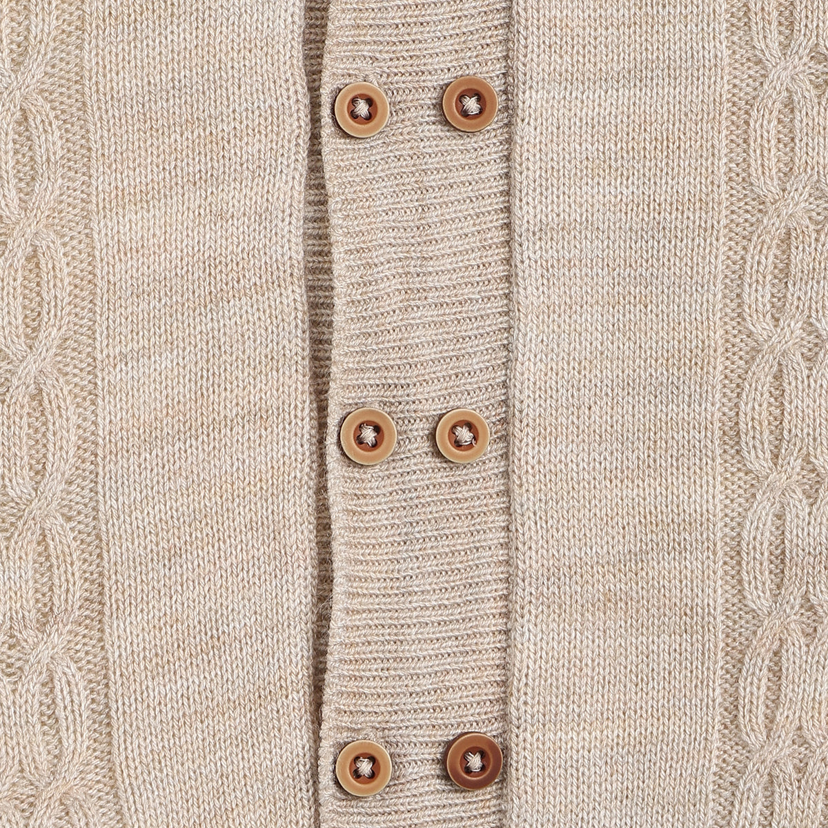 Baby Boy Beige Knit Button-Down Cardigan Sweater Regular Fit Winter Wear