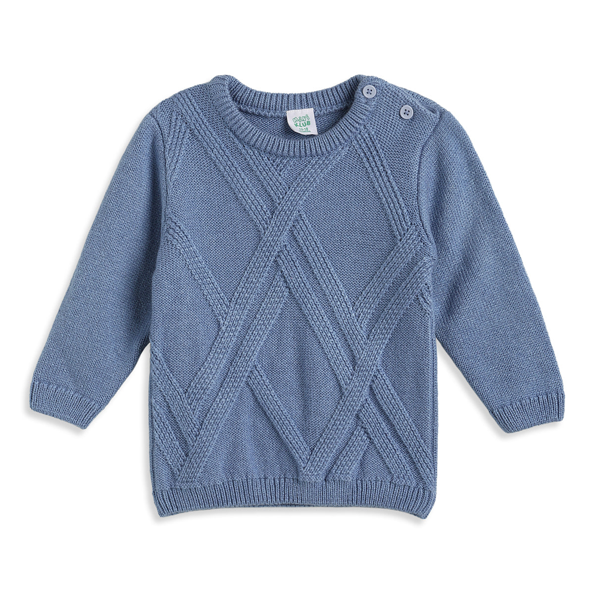 Baby Boy Blue Textured Knit Sweater Regular Fit Winter Wear