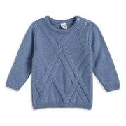 Baby Boy Blue Textured Knit Sweater Regular Fit Winter Wear