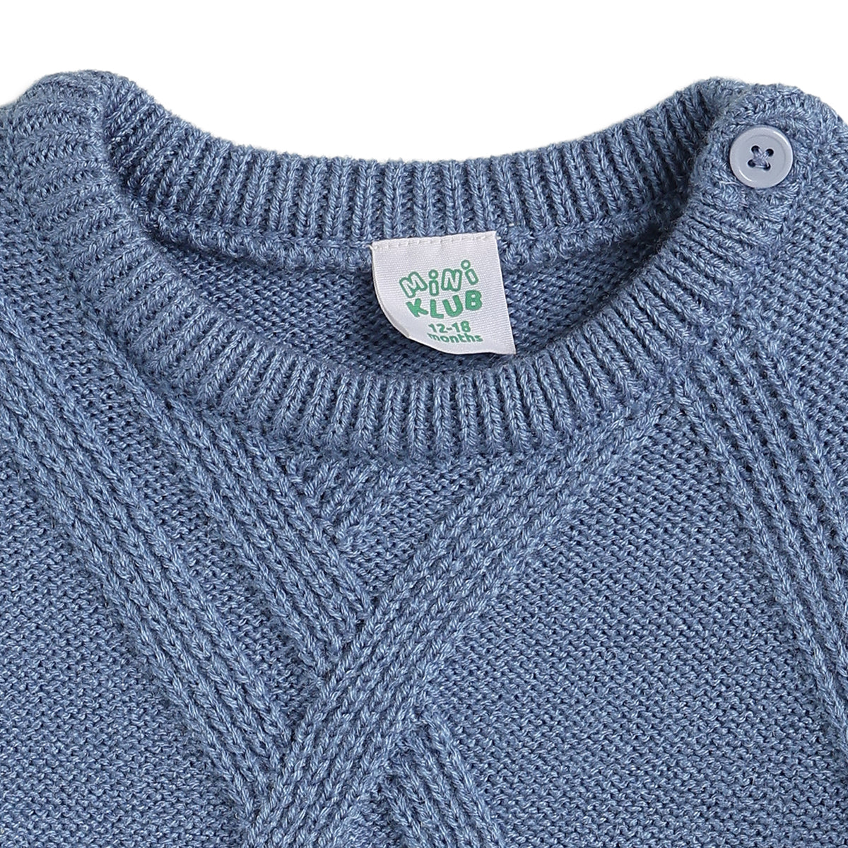 Baby Boy Blue Textured Knit Sweater Regular Fit Winter Wear