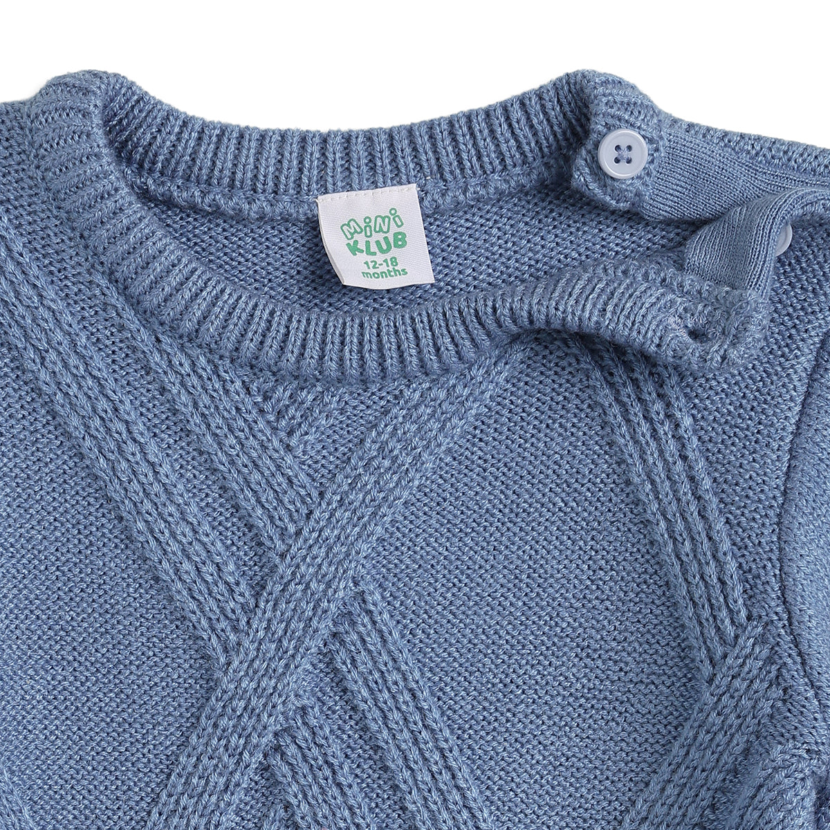 Baby Boy Blue Textured Knit Sweater Regular Fit Winter Wear