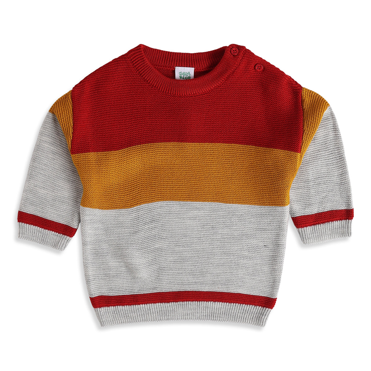 Baby Boys Red Mustard Grey Sweater Regular Fit Winter Wear