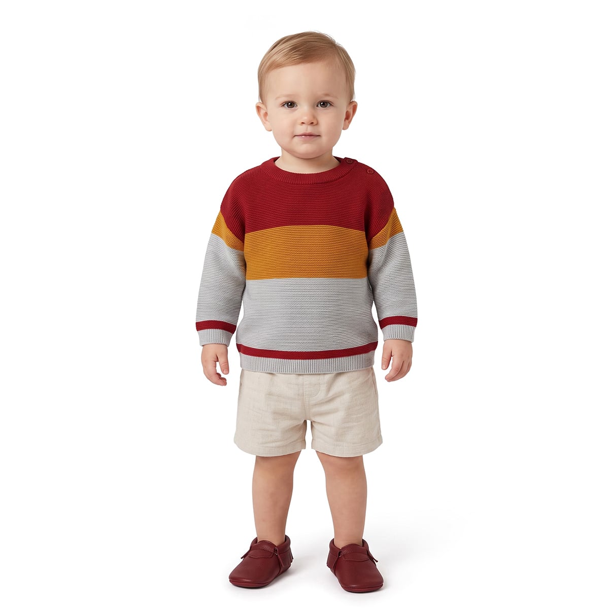 Baby Boys Red Mustard Grey Sweater Regular Fit Winter Wear