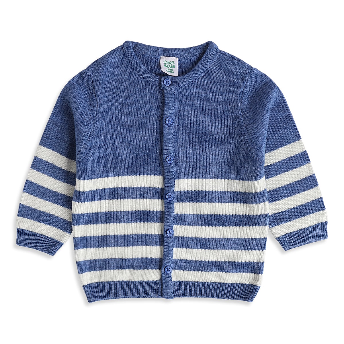 Baby Boys Blue Cotton Striped Sweater Regular Casual Wear