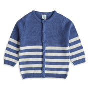 Baby Boys Blue Cotton Striped Sweater Regular Casual Wear