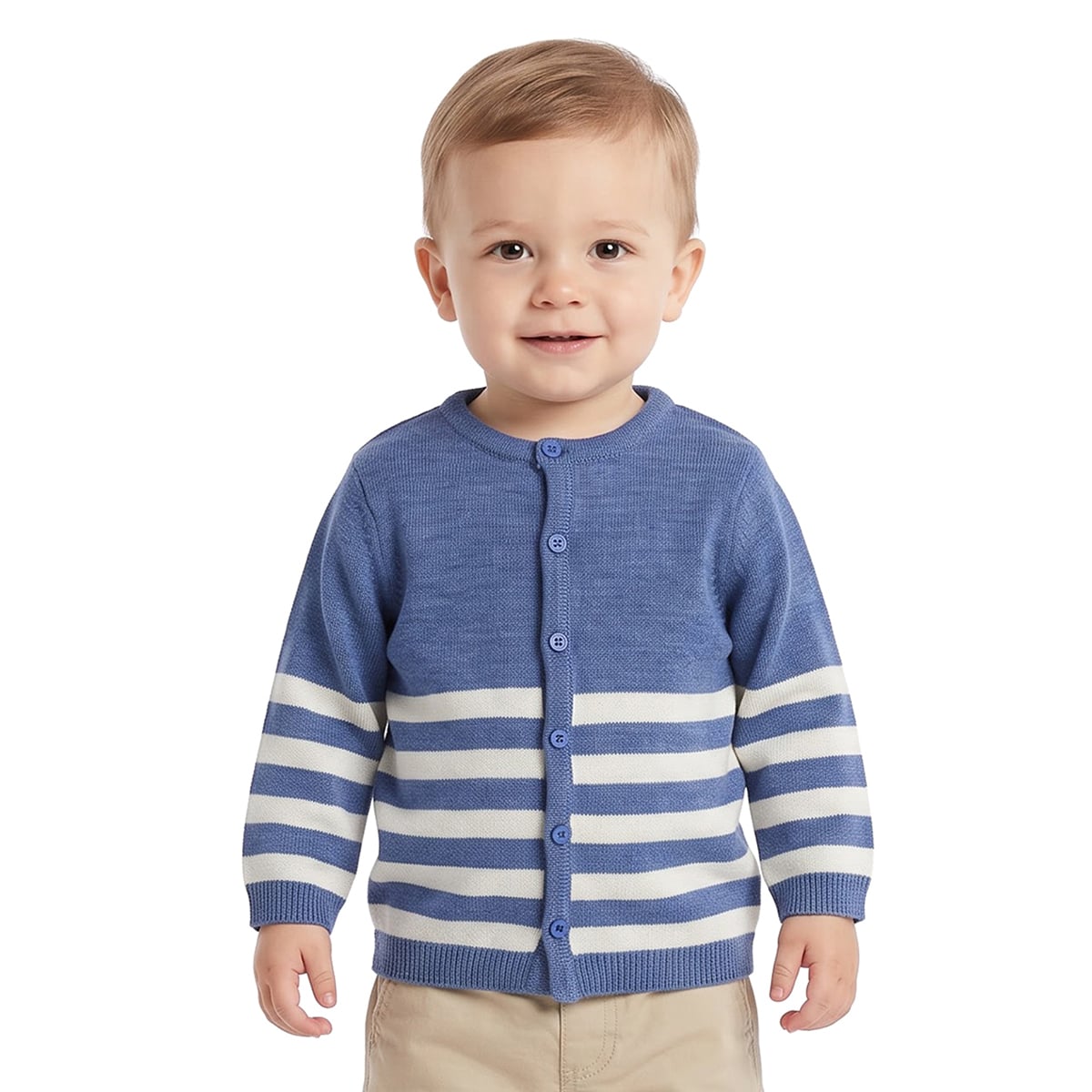 Baby Boys Blue Cotton Striped Sweater Regular Casual Wear