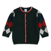 Baby Boys Dark Green Acrylic Blend Argyle Sweater Regular Fit Casual Wear