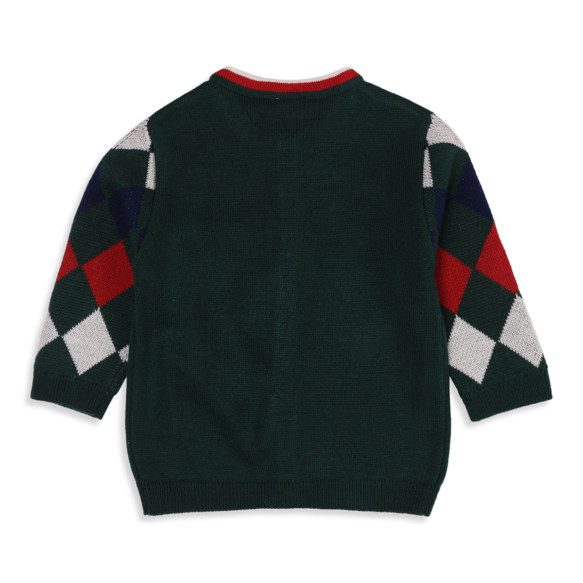 Baby Boys Dark Green Acrylic Blend Argyle Sweater Regular Fit Casual Wear