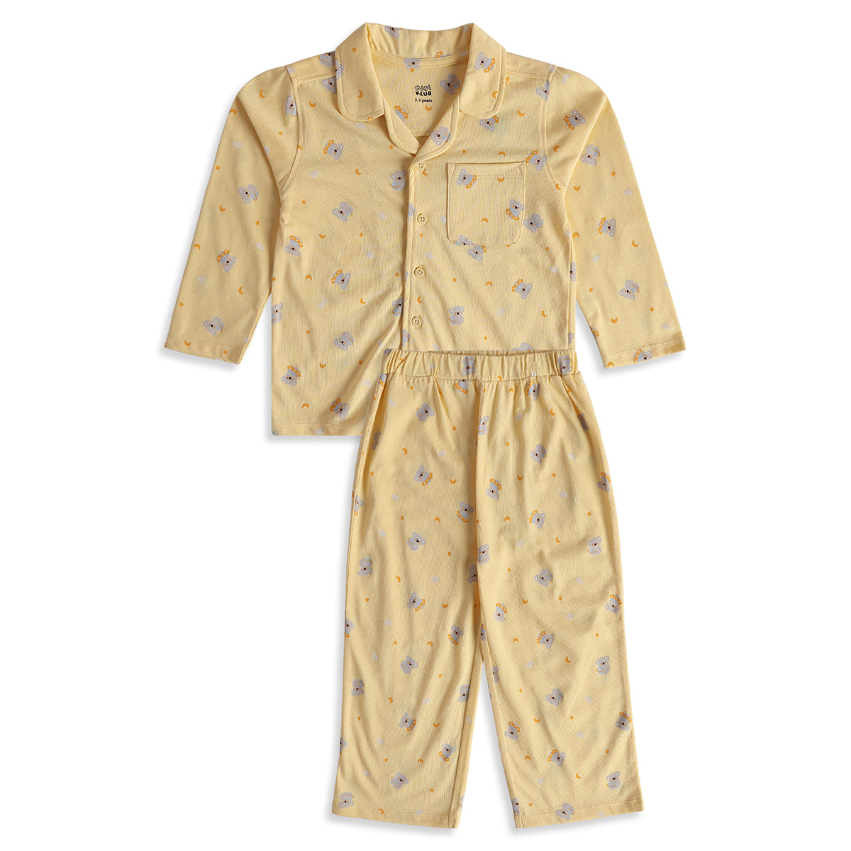 Baby Boys Yellow Cotton Koala Print Sleepwear Set Regular Fit