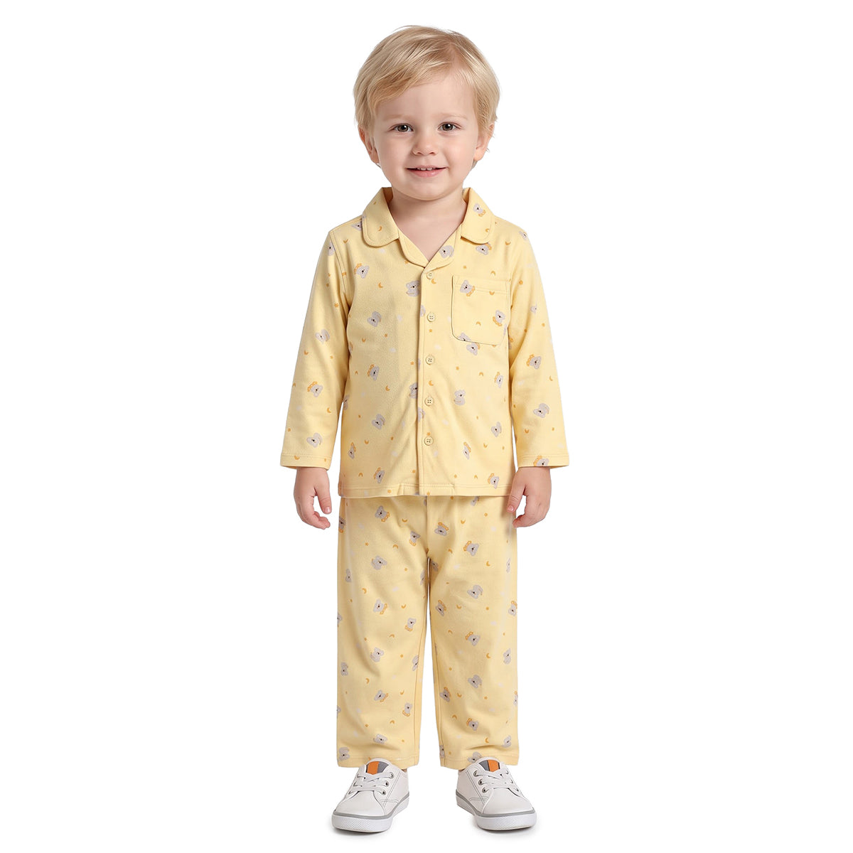Baby Boys Yellow Cotton Koala Print Sleepwear Set Regular Fit