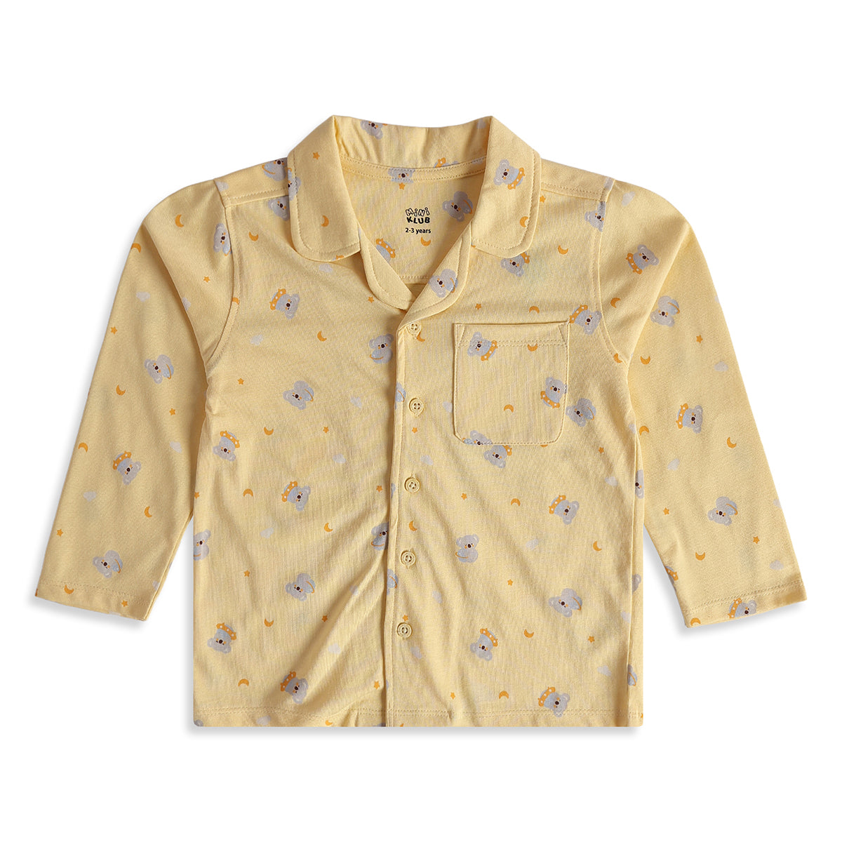 Baby Boys Yellow Cotton Koala Print Sleepwear Set Regular Fit
