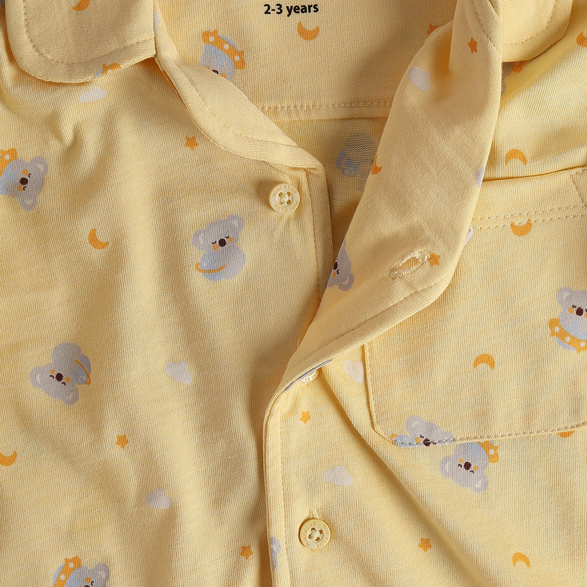 Baby Boys Yellow Cotton Koala Print Sleepwear Set Regular Fit