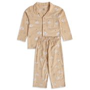 Baby Boys Beige Cotton Cloud Print Sleepwear Set Regular Fit