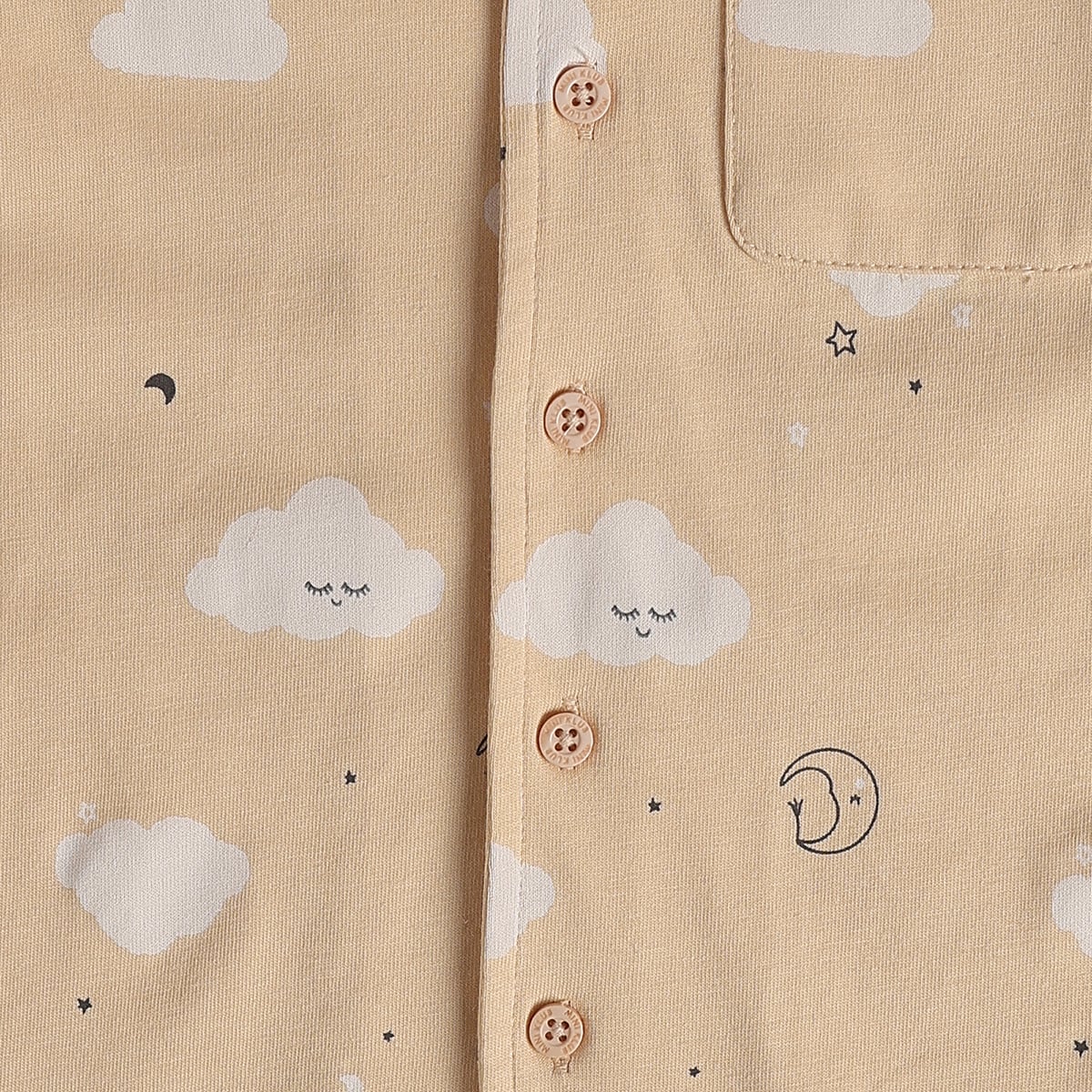Baby Boys Beige Cotton Cloud Print Sleepwear Set Regular Fit