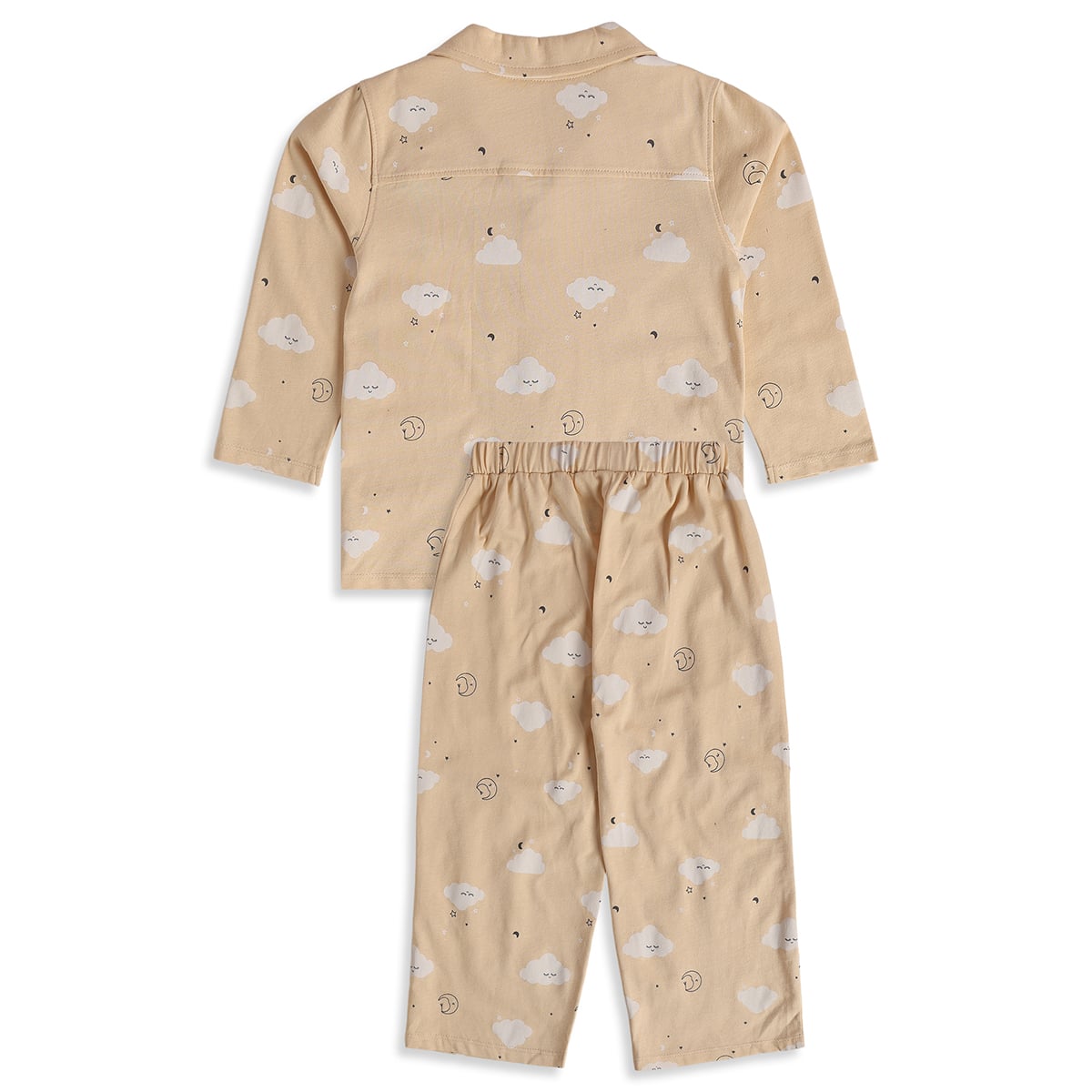 Baby Boys Beige Cotton Cloud Print Sleepwear Set Regular Fit