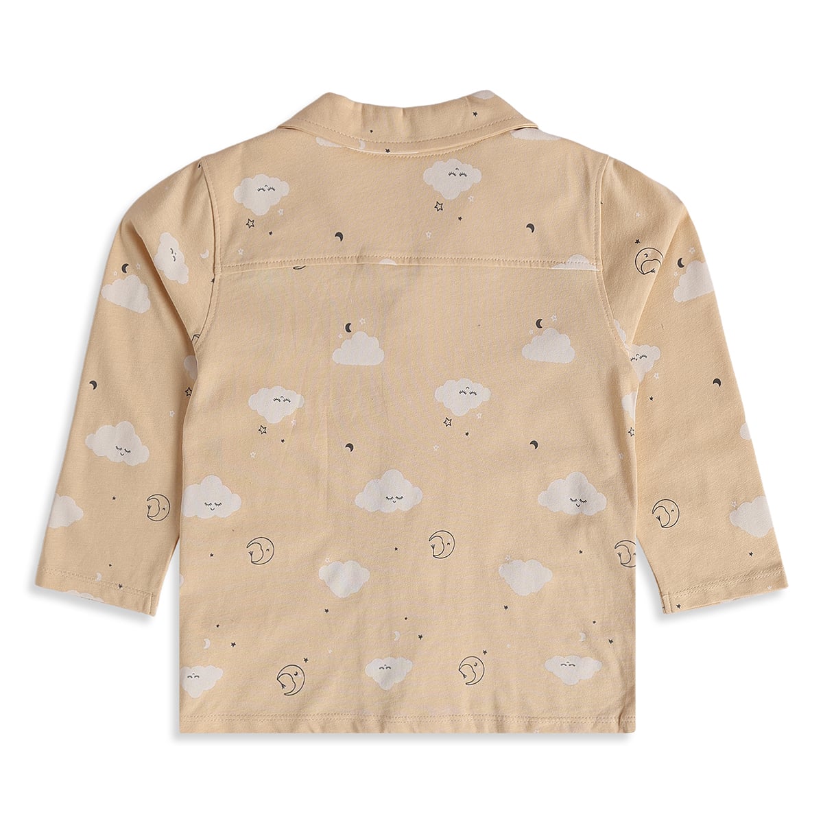 Baby Boys Beige Cotton Cloud Print Sleepwear Set Regular Fit