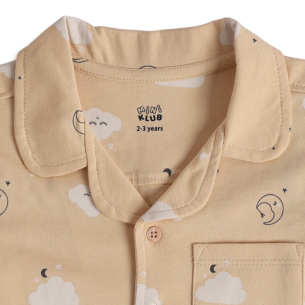 Baby Boys Beige Cotton Cloud Print Sleepwear Set Regular Fit