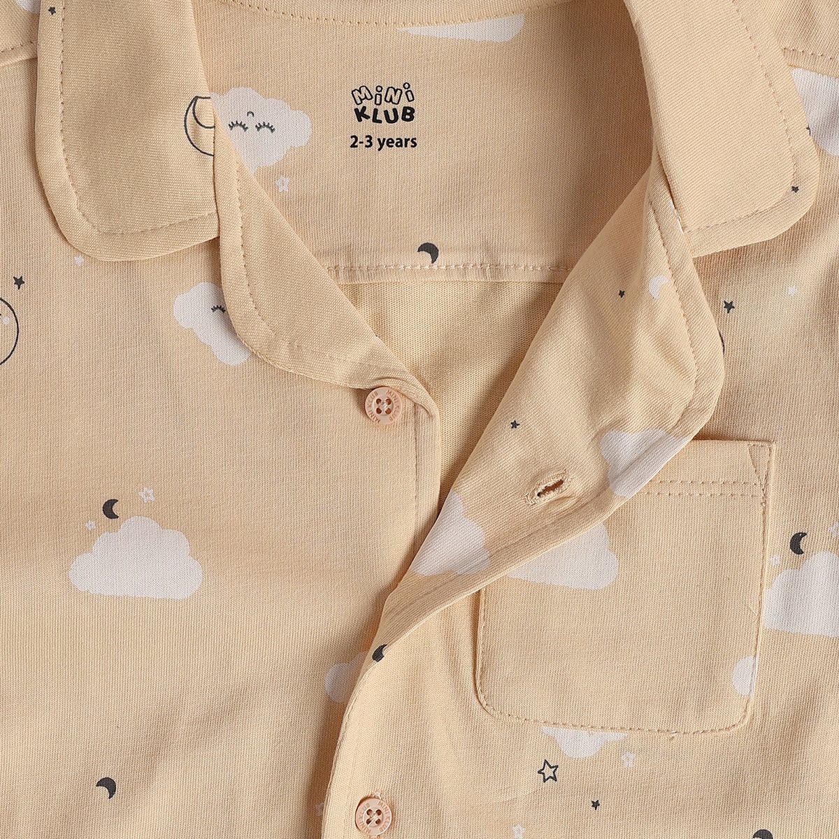 Baby Boys Beige Cotton Cloud Print Sleepwear Set Regular Fit