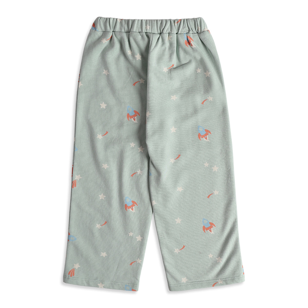 Boys Grey Cotton Space Print Sleepwear Set Regular Fit