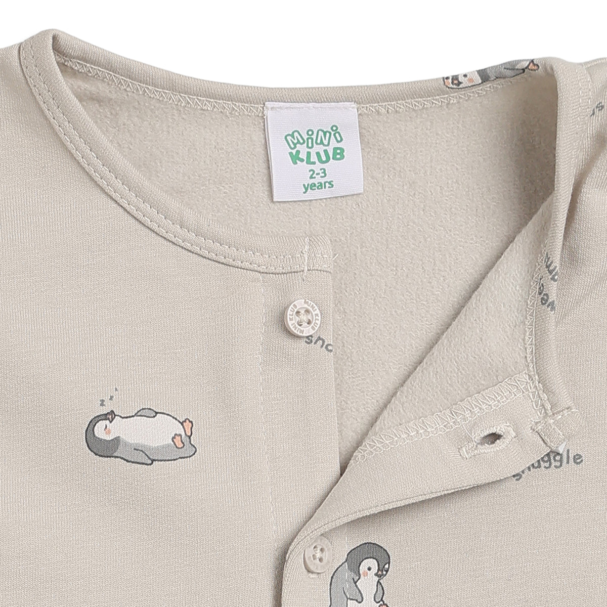 Boys Beige Cotton Printed Sleepwear Set Regular Fit