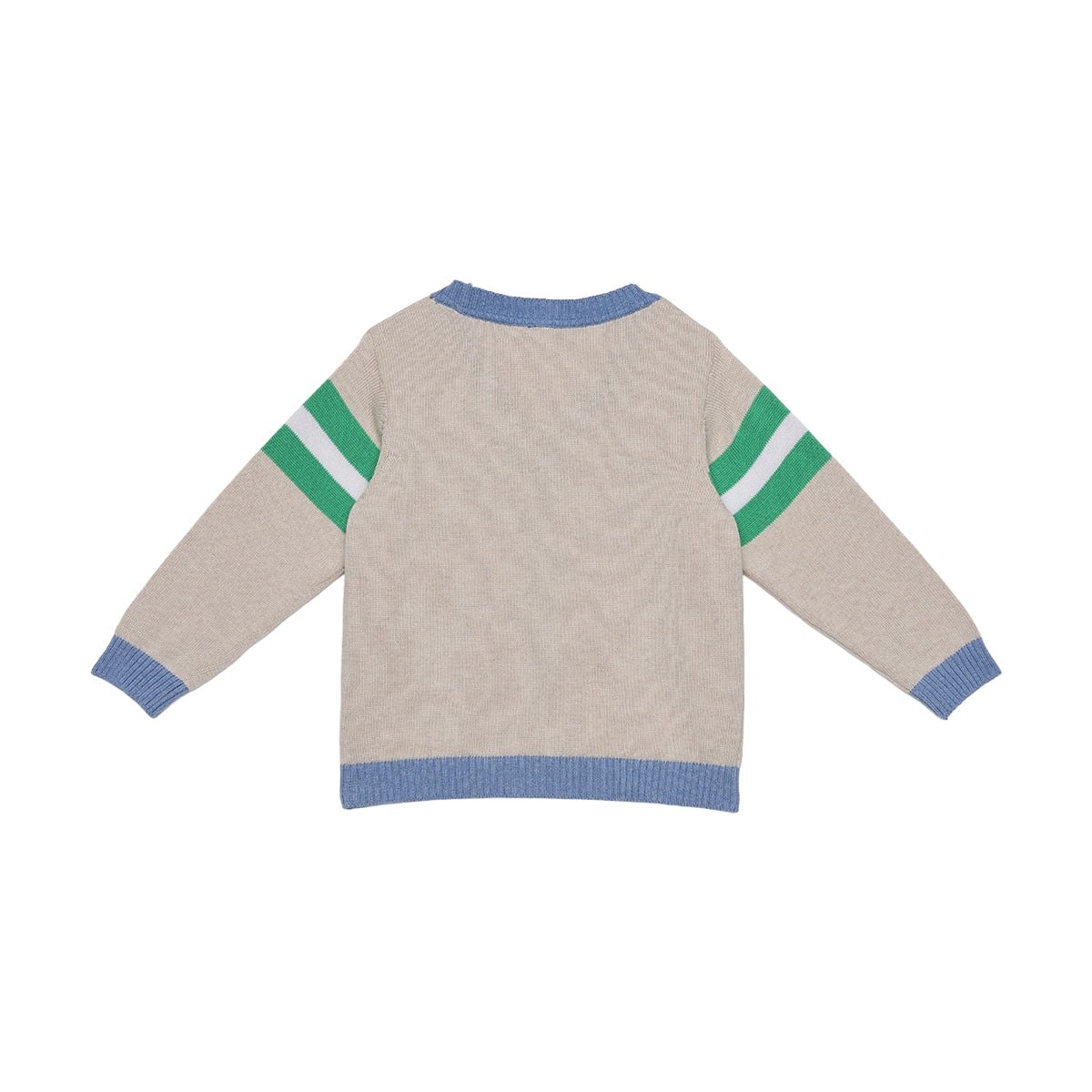 Baby Boys Beige Blue And Green Cotton Blend Bear Embroidered Knitted Cardigan Sweater Regular Fit Casual Wear