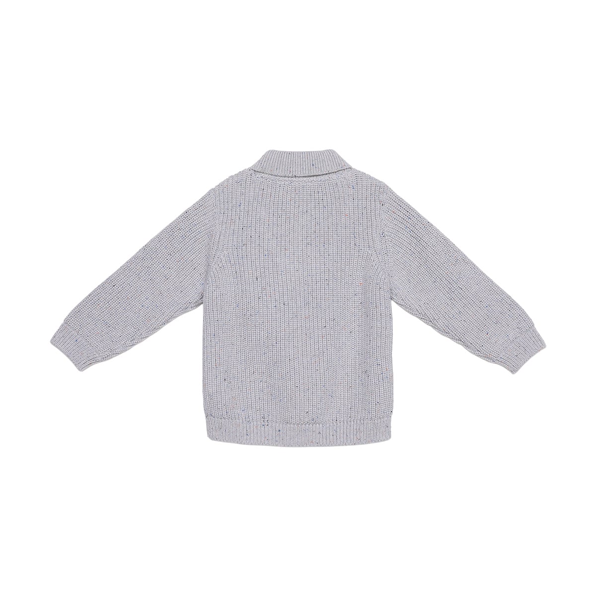 Baby Boys Grey Cotton Blend Cable Knit Shawl Collar Sweater Regular Fit Casual Wear