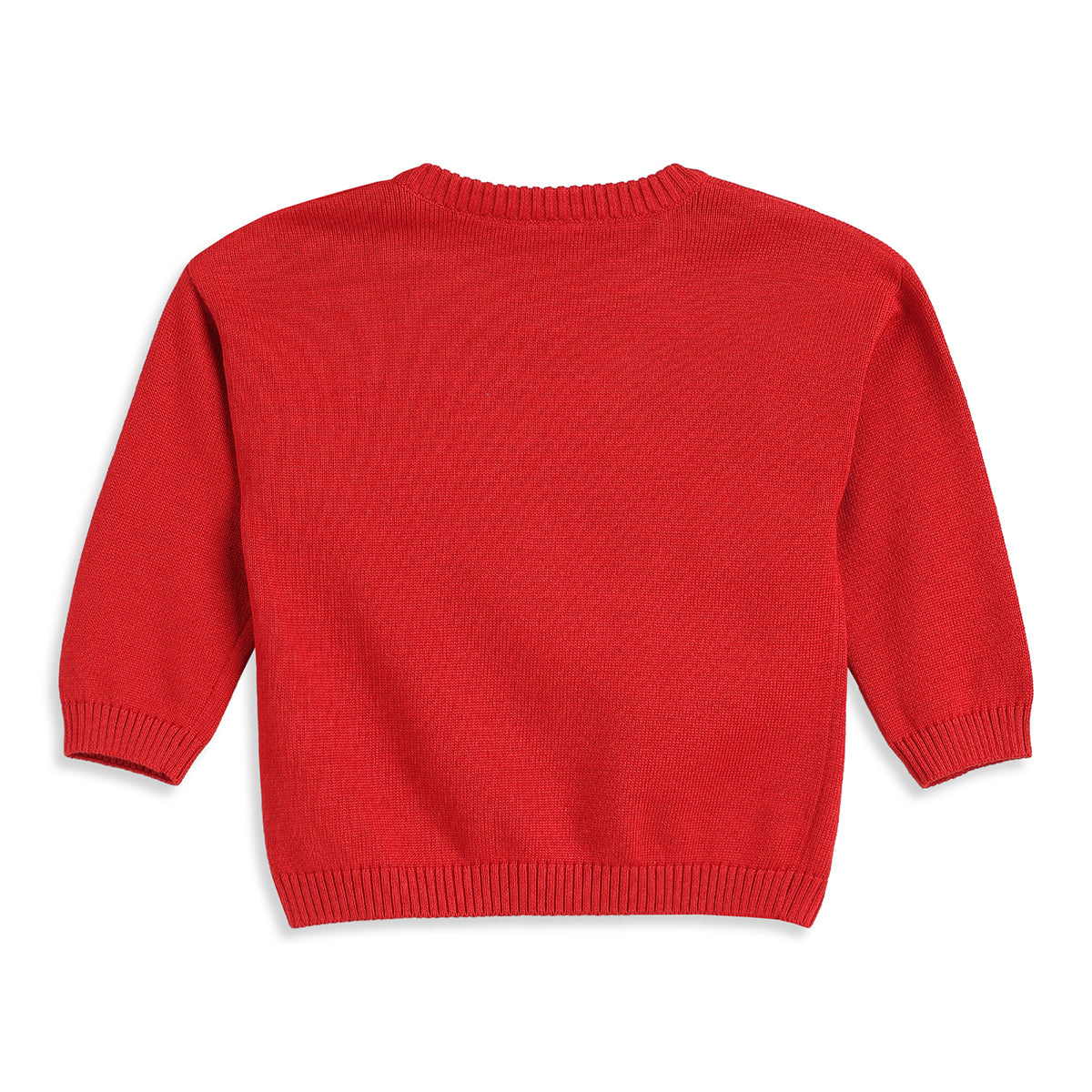 Baby Boy Red Cotton Blend Sweater Reindeer Graphic Winter Wear Regular Fit