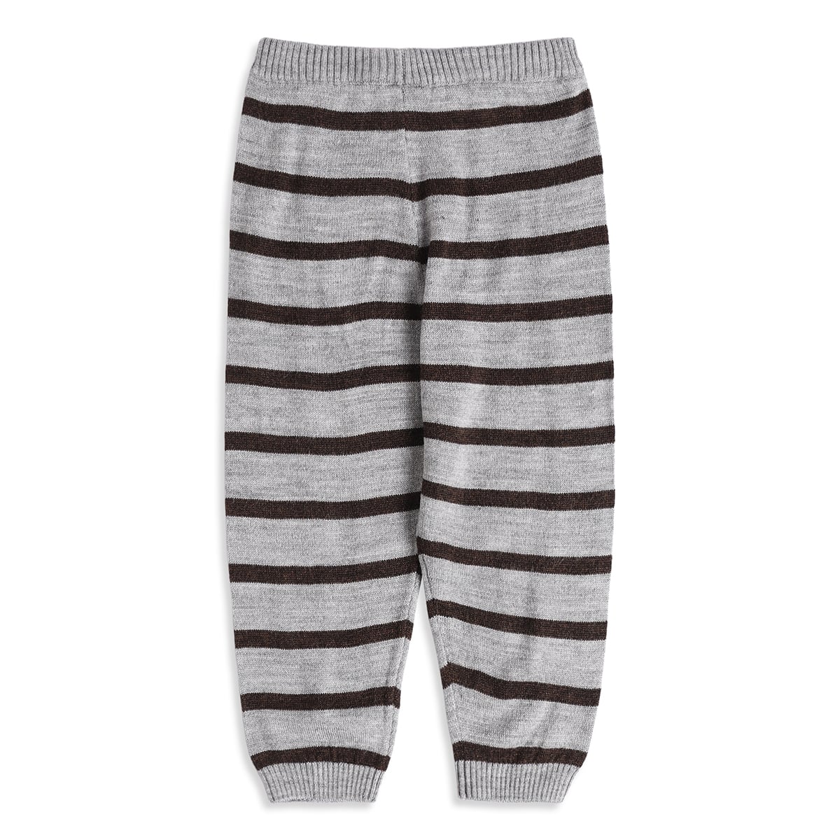 Baby Boys Grey And Brown Knitted Animal Design Sweater And Knit Bottom Set Regular Fit Casual Wear