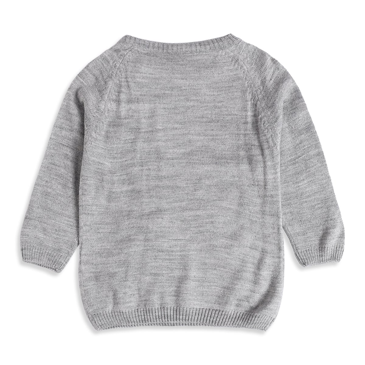 Baby Boys Grey And Brown Knitted Animal Design Sweater And Knit Bottom Set Regular Fit Casual Wear