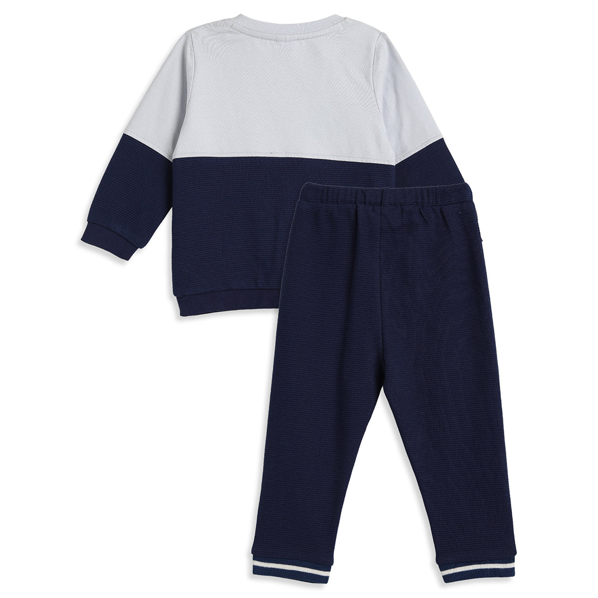 Baby Boy Navy Blue & White Cotton Blend Co-ord Set Originals Print Full Sleeve