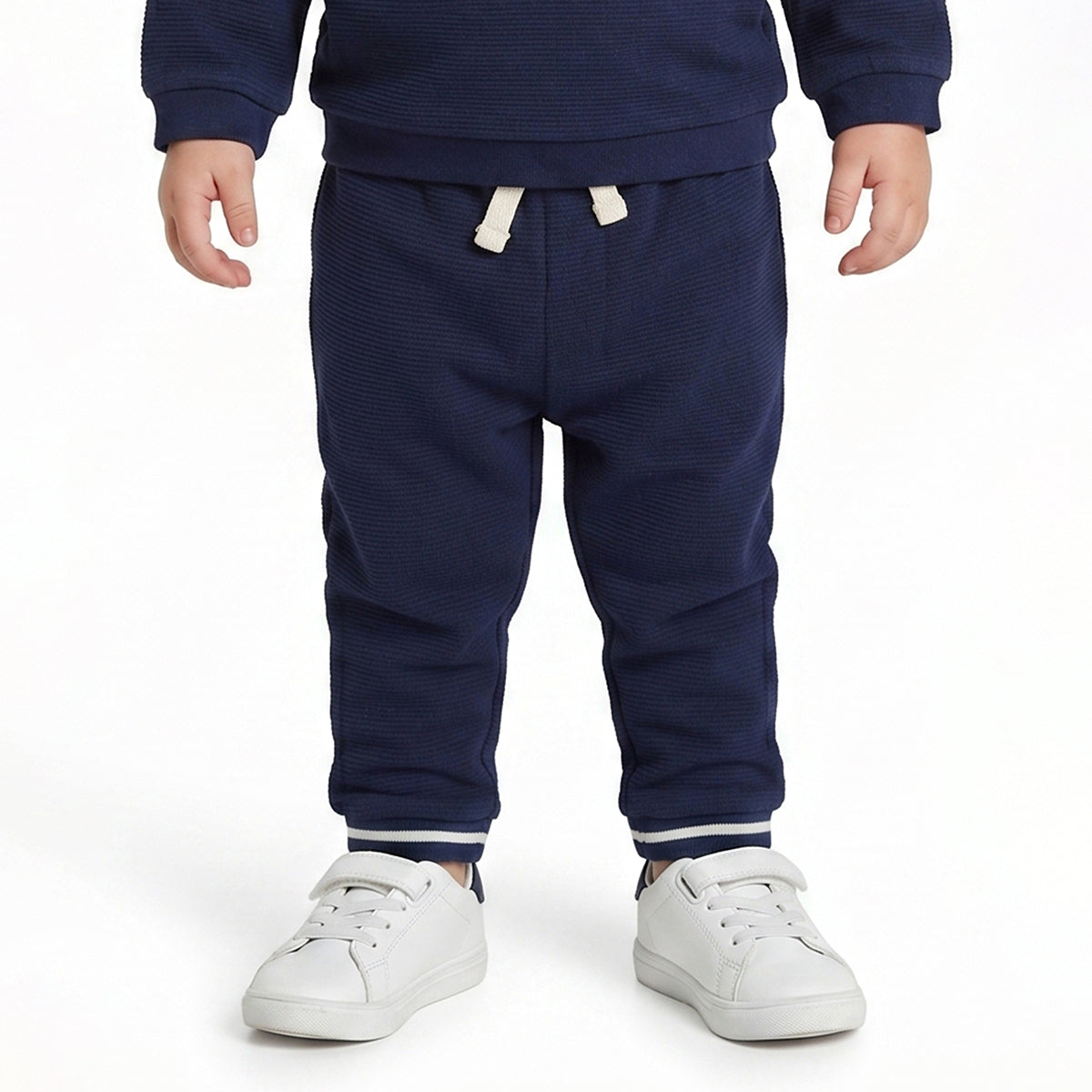 Baby Boy Navy Blue & White Cotton Blend Co-ord Set Originals Print Full Sleeve