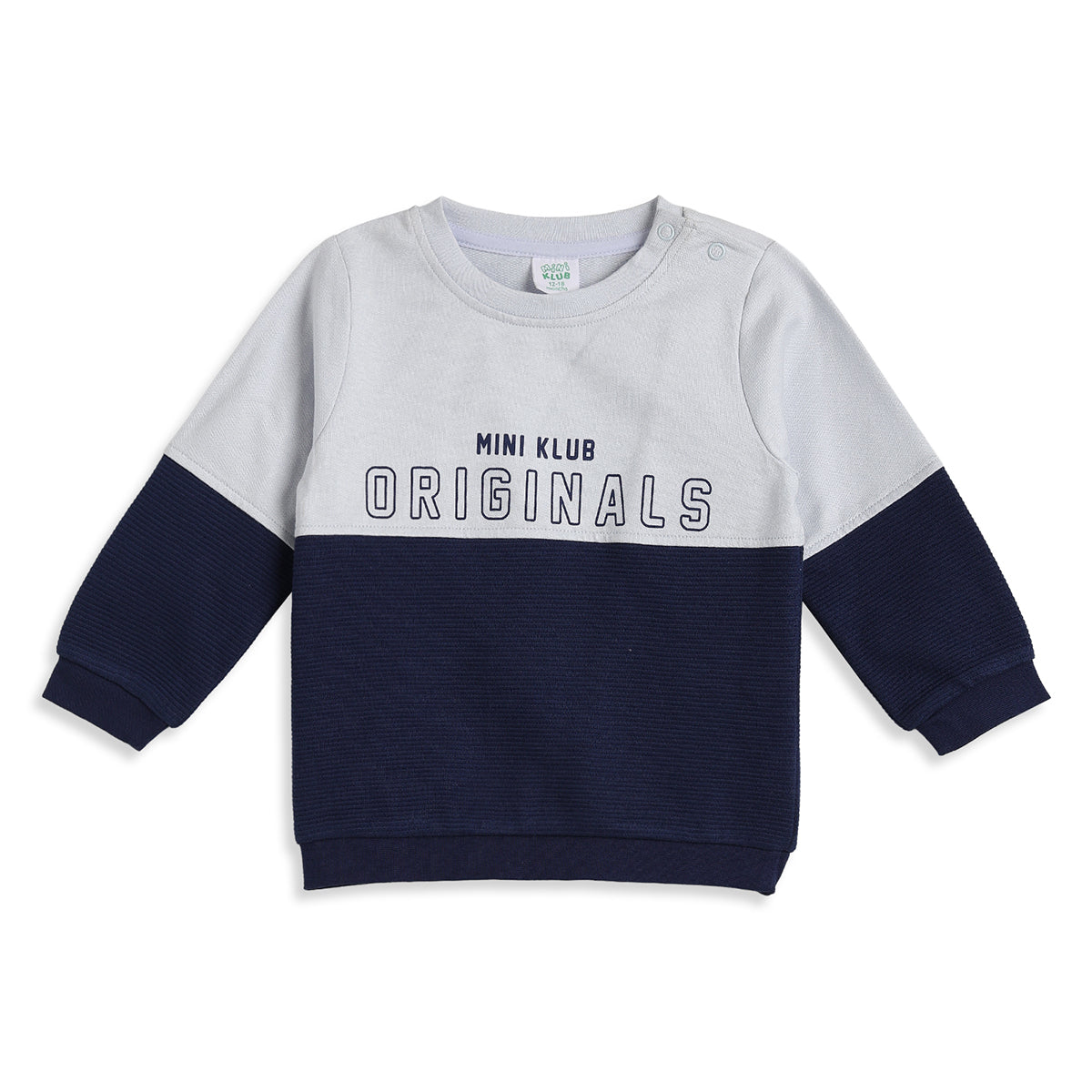 Baby Boy Navy Blue & White Cotton Blend Co-ord Set Originals Print Full Sleeve