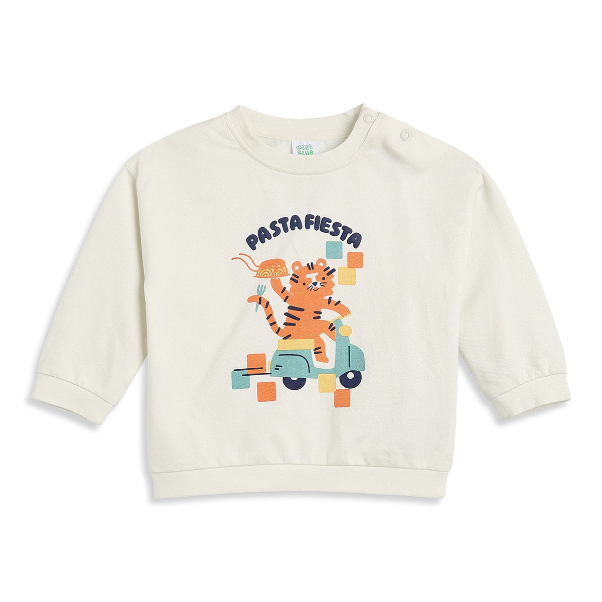 Baby Boy Off White Cotton Co-ord Set Pasta Fiesta Graphic Print Full Sleeve